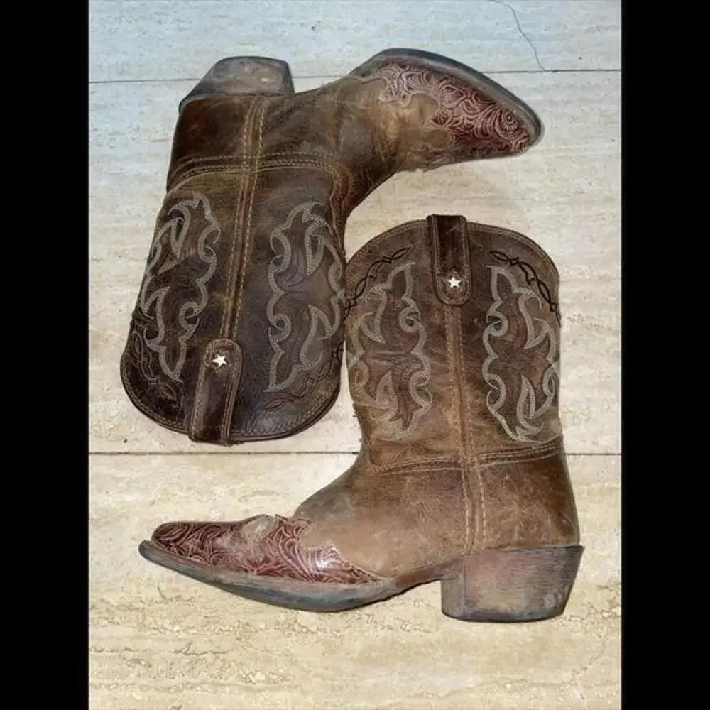 Tony Lama Kids‎ Vaquero Brown Leather Western Boots Children’s Size 3D